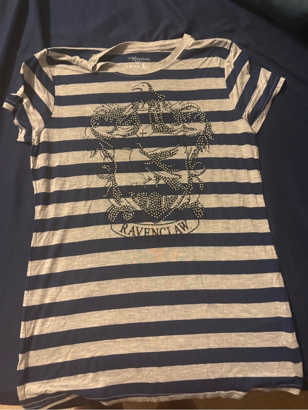 Ravenclaw Striped Short Sleeve Tee - Navy & White